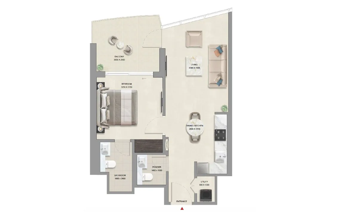 sobha-aquacrest 1 bed type E